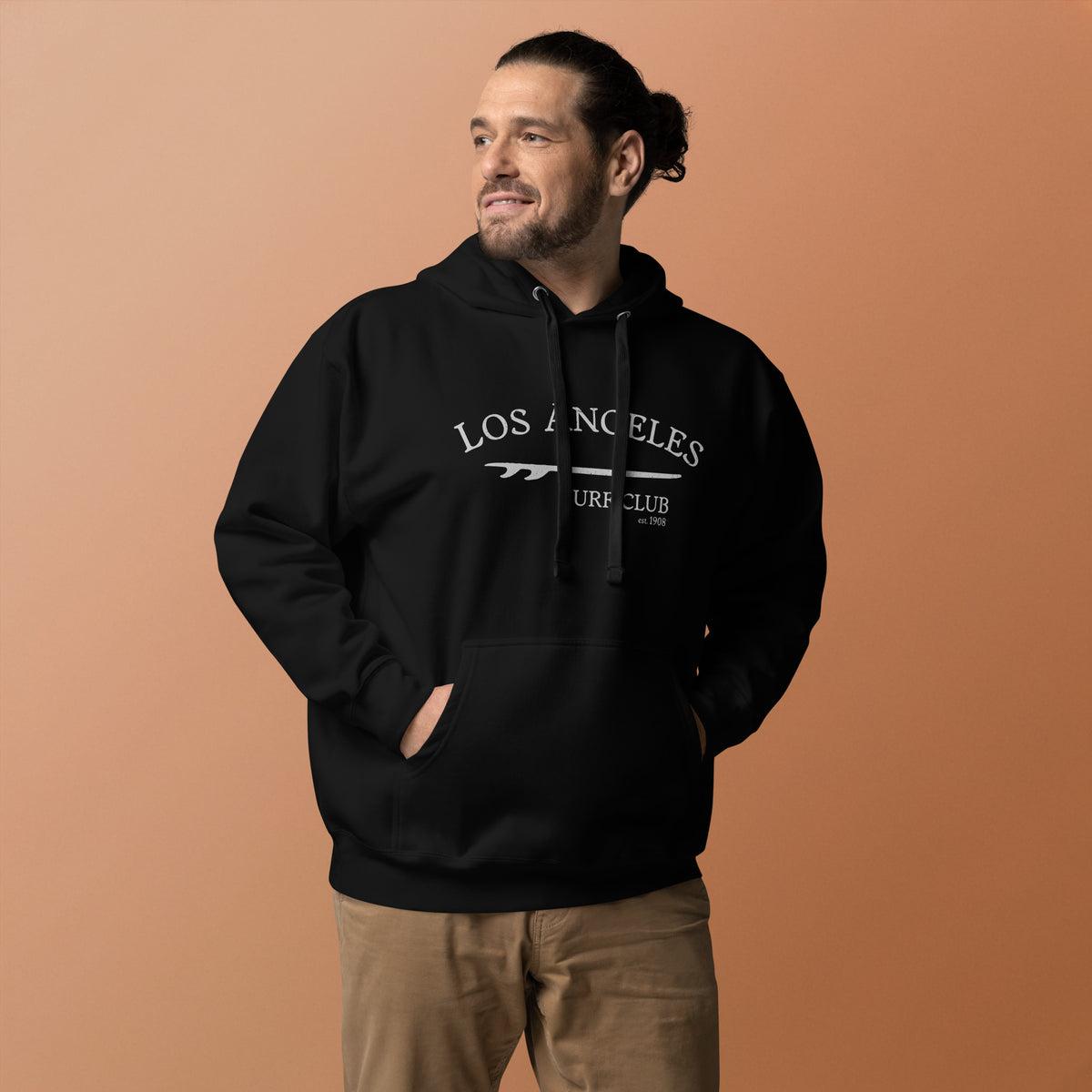 Los Angeles California Surf Club vintage graphic, printed on a SodaPop Cool hoodie.