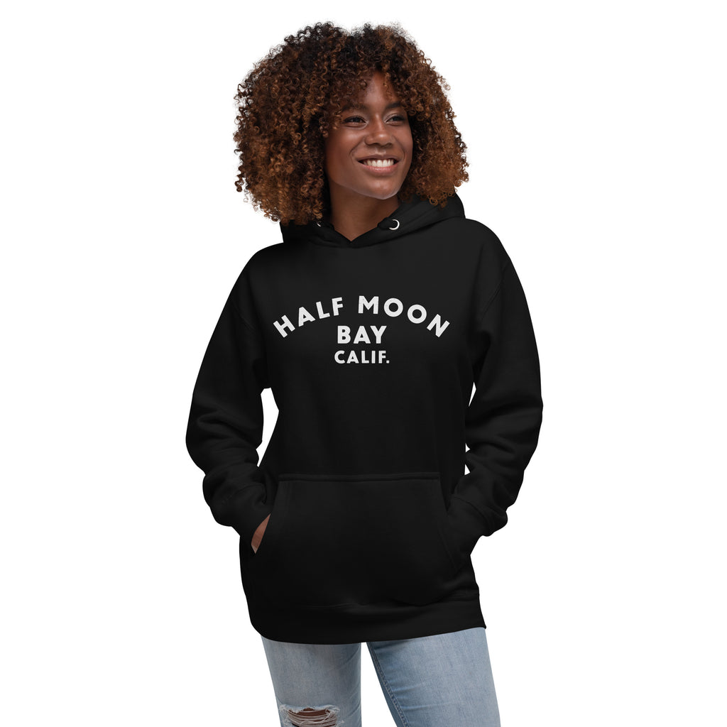 Half Moon Bay California vintage graphic, printed on a SodaPop Cool hoodie.