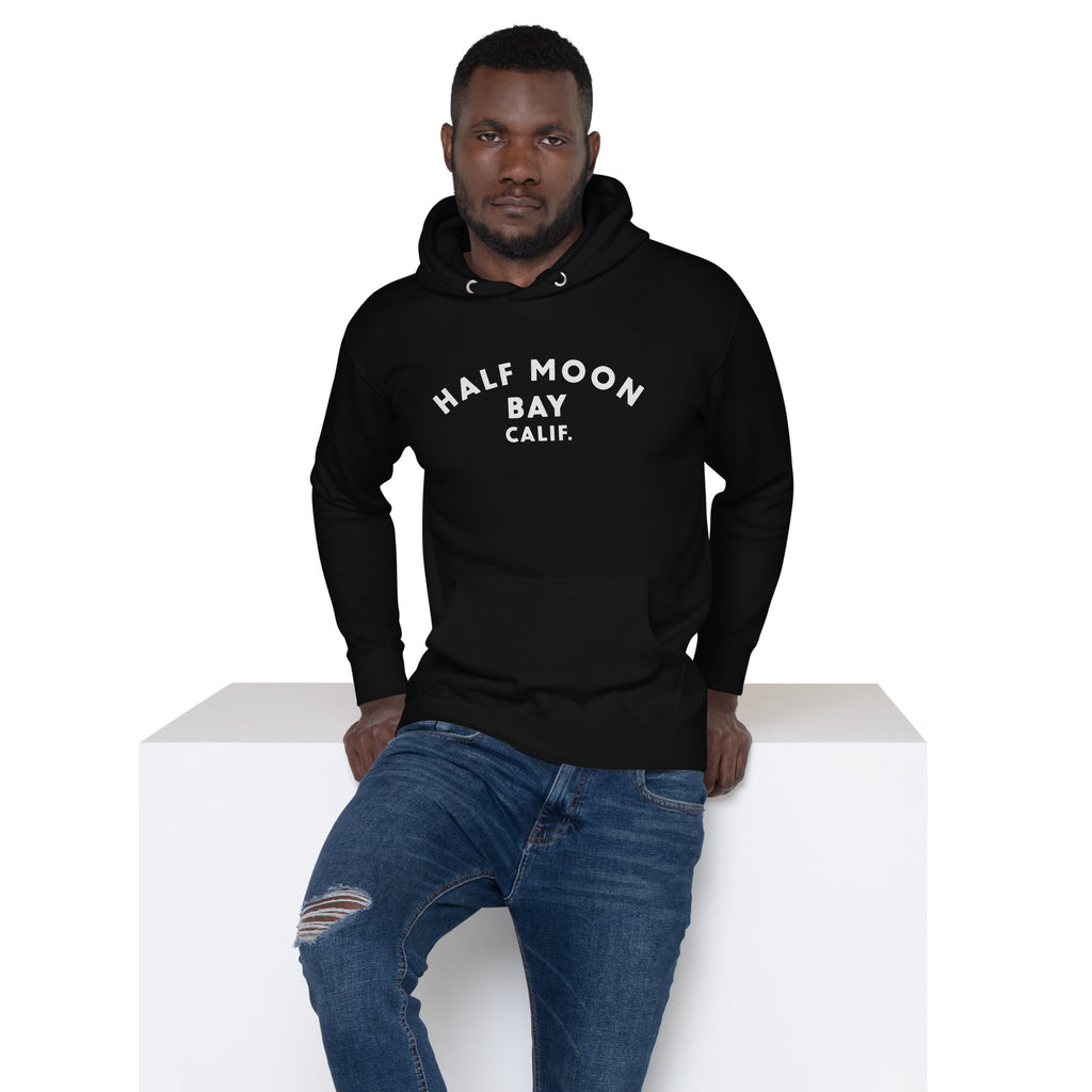 Half Moon Bay California vintage graphic, printed on a SodaPop Cool hoodie.