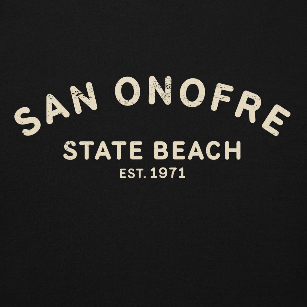 San Onofre Beach California vintage graphic, printed on a SodaPop Cool hoodie.