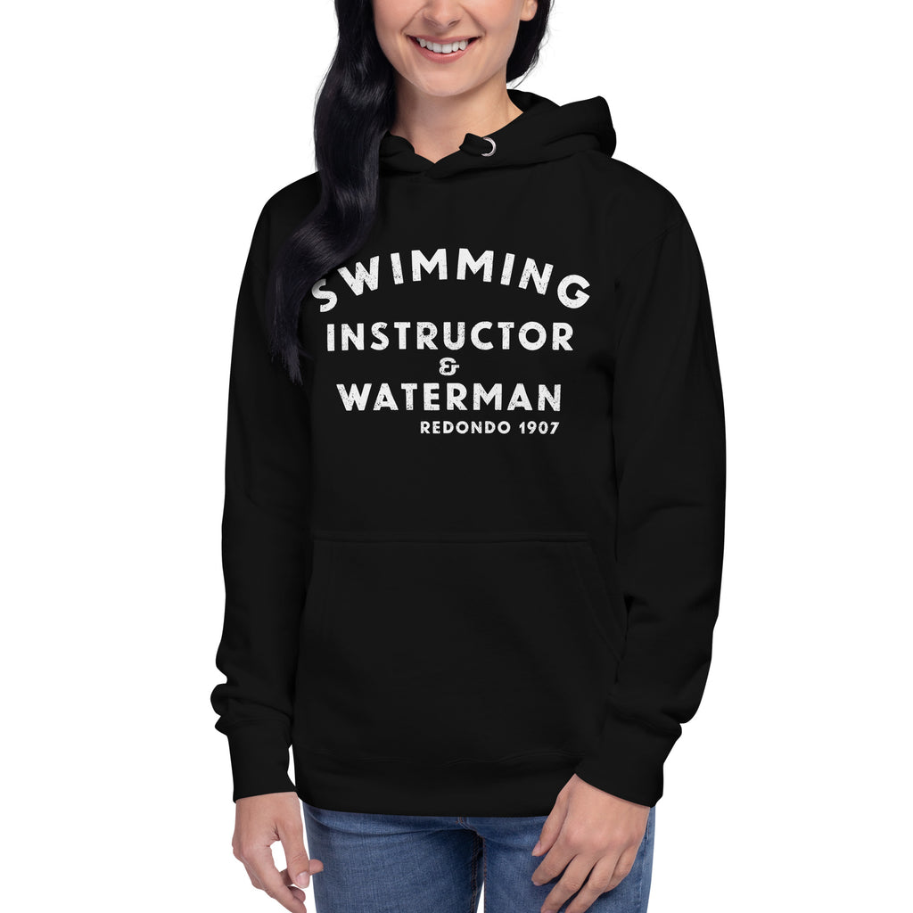 Swimming Instructor & Waterman California vintage graphic, printed on a SodaPop Cool hoodie.