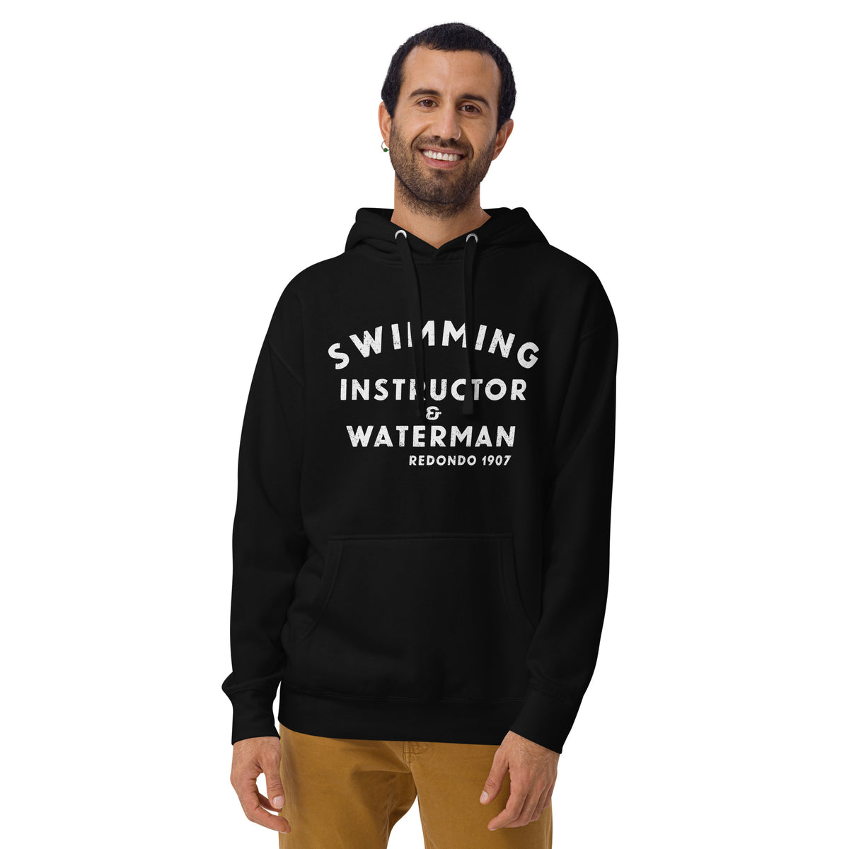 Swimming Instructor & Waterman California vintage graphic, printed on a SodaPop Cool hoodie.