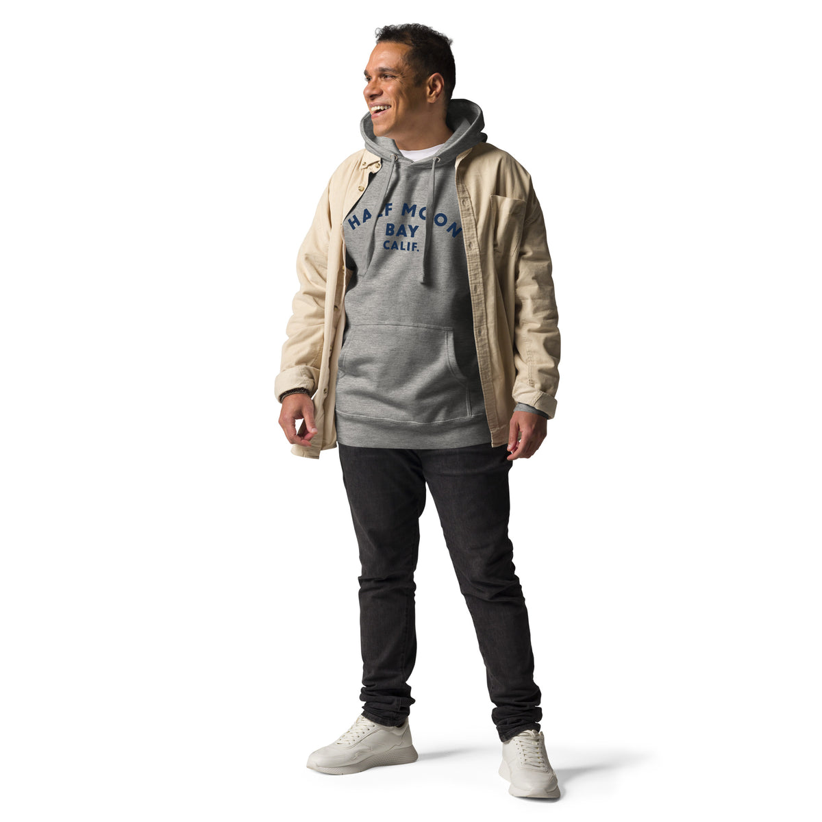 Half Moon Bay California vintage graphic, printed on a SodaPop Cool hoodie.