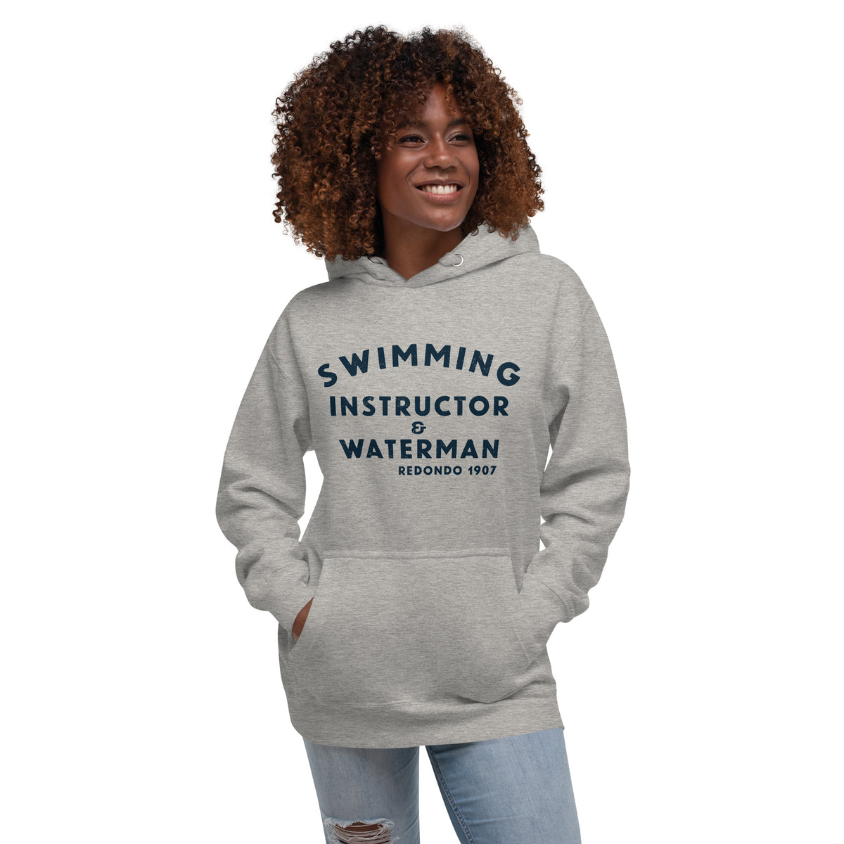 Swimming Instructor & Waterman California vintage graphic, printed on a SodaPop Cool hoodie.