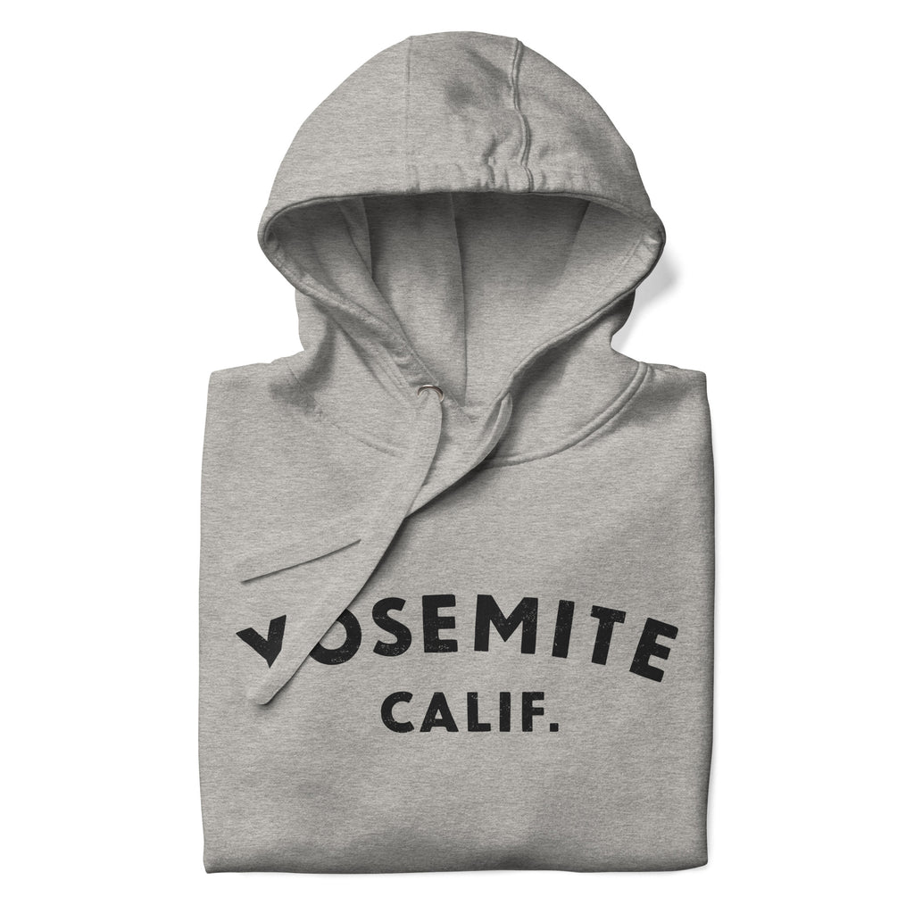 "Yosemite National Park" in vintage park-service lettering, printed on a SodaPop Cool hoodie.