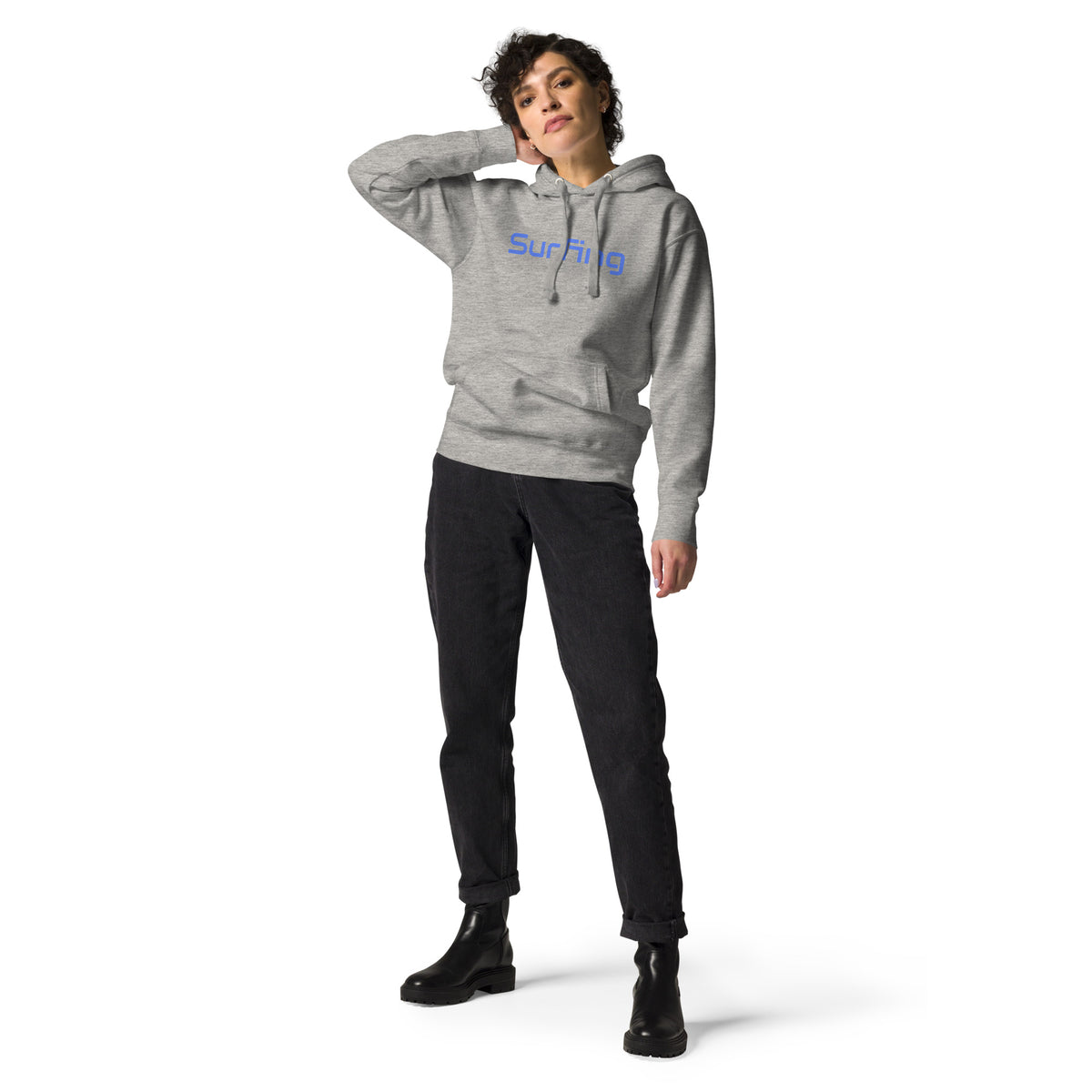 Surfing vintage graphic, printed on a SodaPop Cool hoodie.
