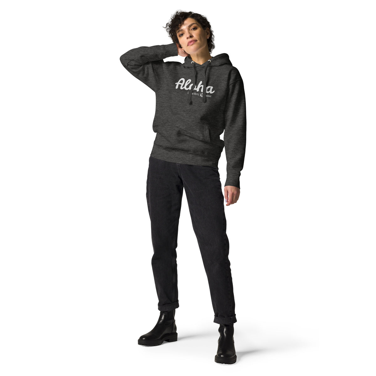 "Waikiki Hotel &amp; Cabanas" in vintage Hawaiian resort lettering, printed on a SodaPop Cool hoodie.
