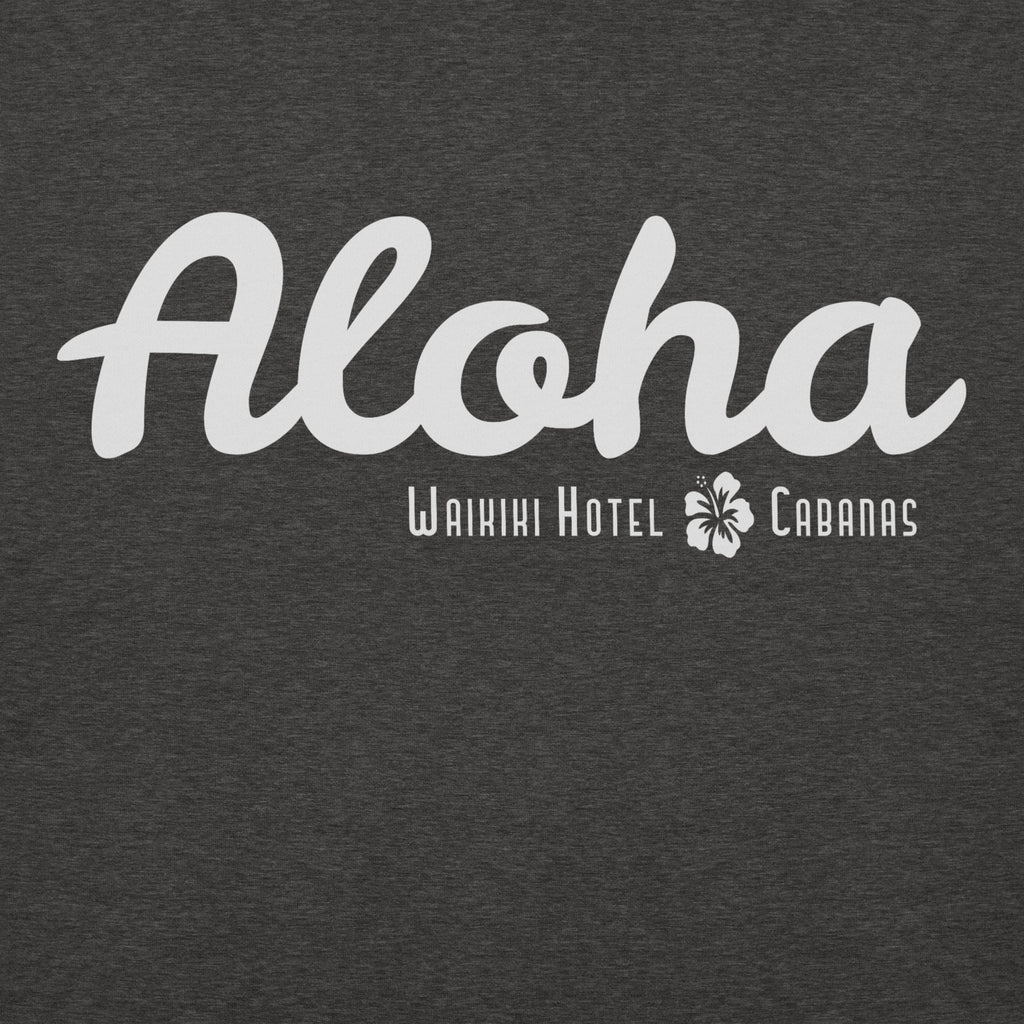 "Waikiki Hotel &amp; Cabanas" in vintage Hawaiian resort lettering, printed on a SodaPop Cool hoodie.