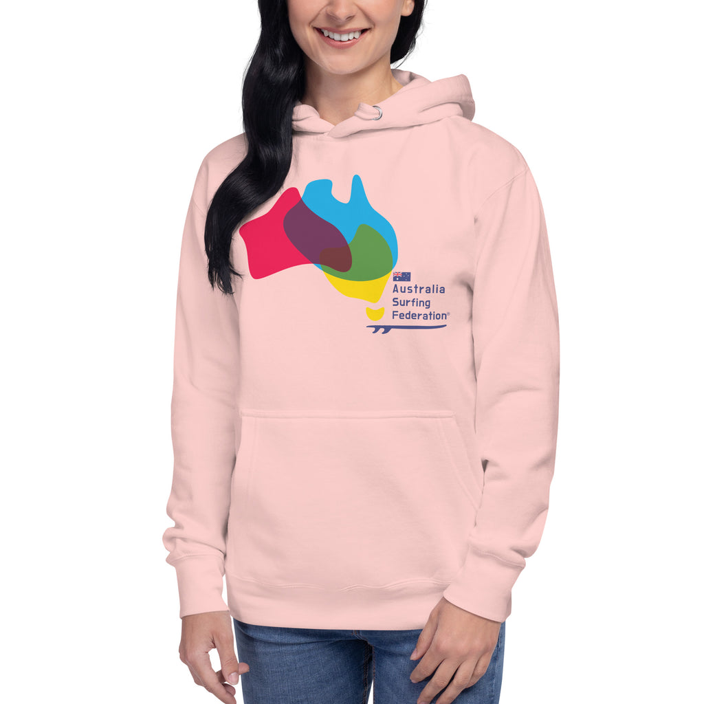 Australia Surfing Federation vintage graphic, printed on a SodaPop Cool hoodie.