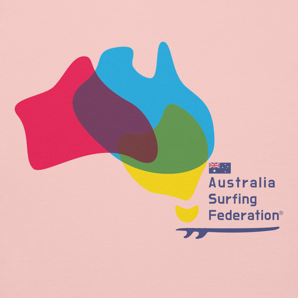 Australia Surfing Federation vintage graphic, printed on a SodaPop Cool hoodie.