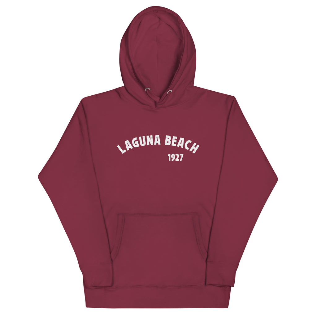 Laguna Beach 1927 California vintage graphic, printed on a SodaPop Cool hoodie.