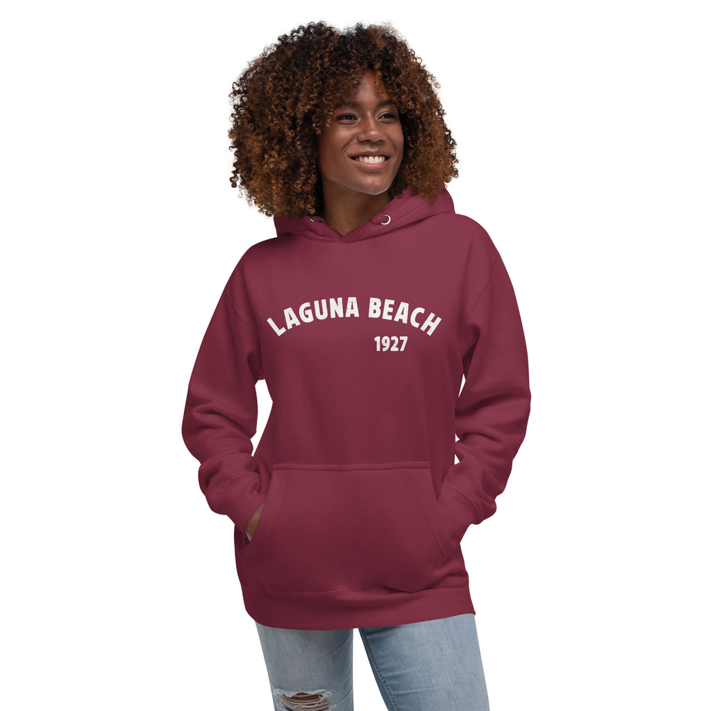 Laguna Beach 1927 California vintage graphic, printed on a SodaPop Cool hoodie.