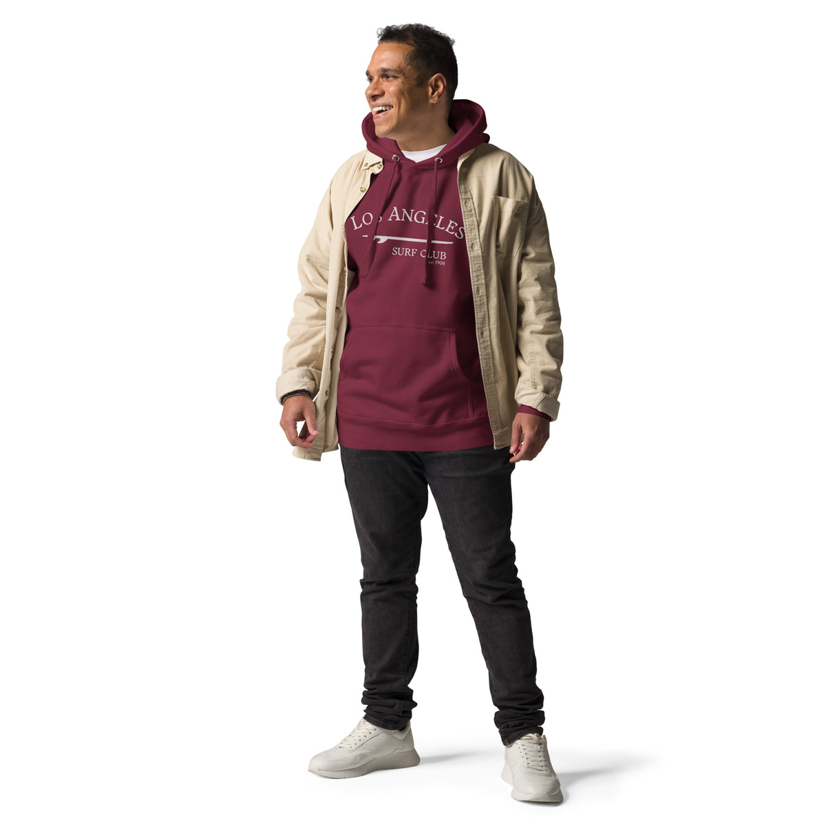 Los Angeles California Surf Club vintage graphic, printed on a SodaPop Cool hoodie.