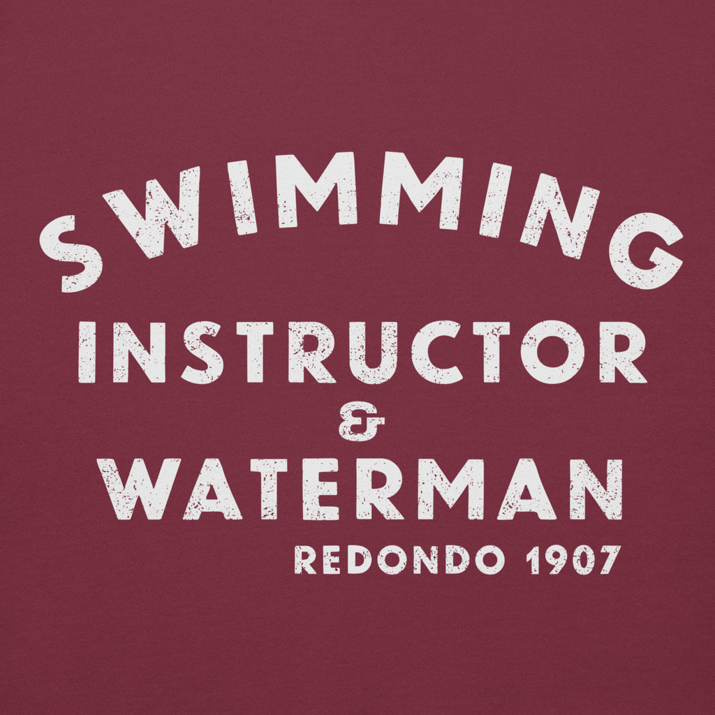 Swimming Instructor & Waterman California vintage graphic, printed on a SodaPop Cool hoodie.