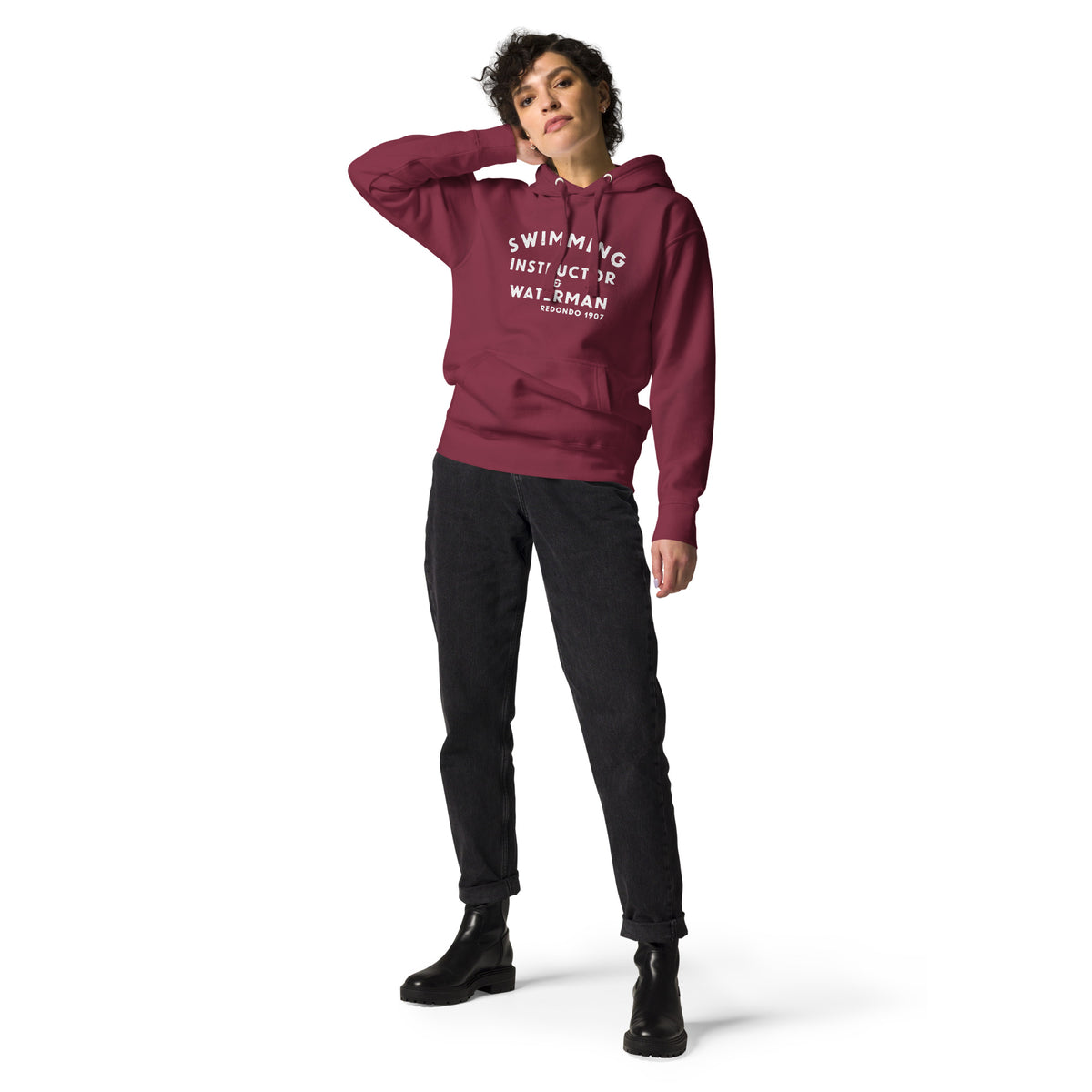 Swimming Instructor & Waterman California vintage graphic, printed on a SodaPop Cool hoodie.