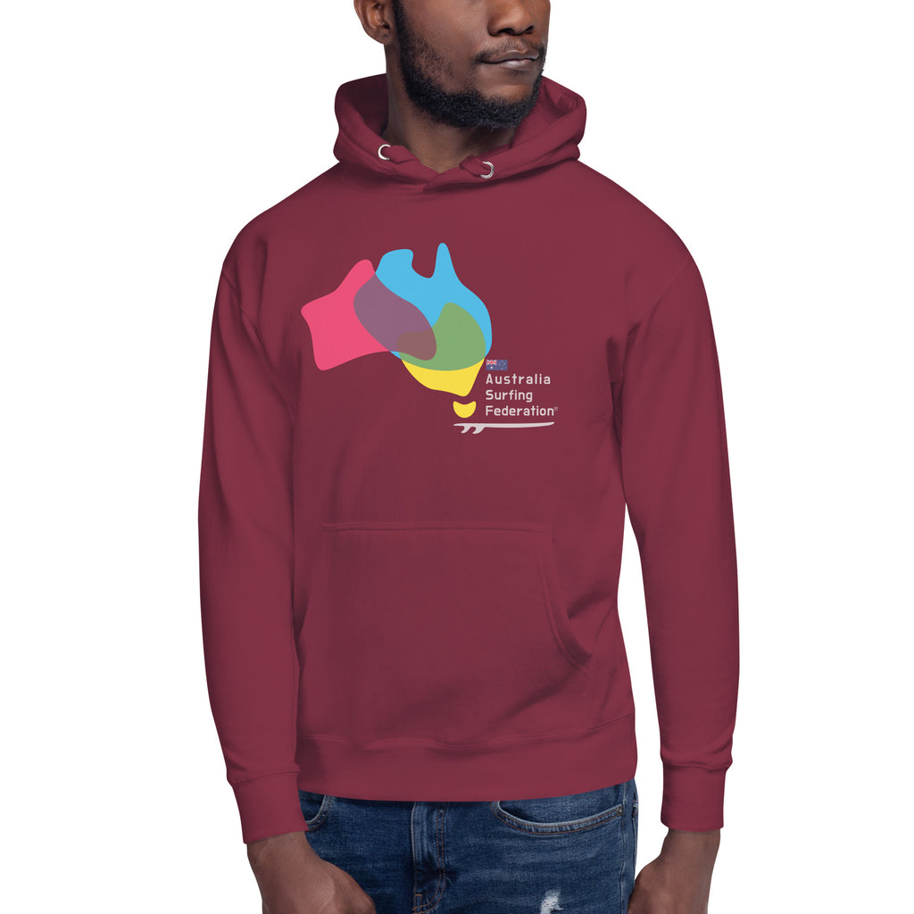Australia Surfing Federation vintage graphic, printed on a SodaPop Cool hoodie.