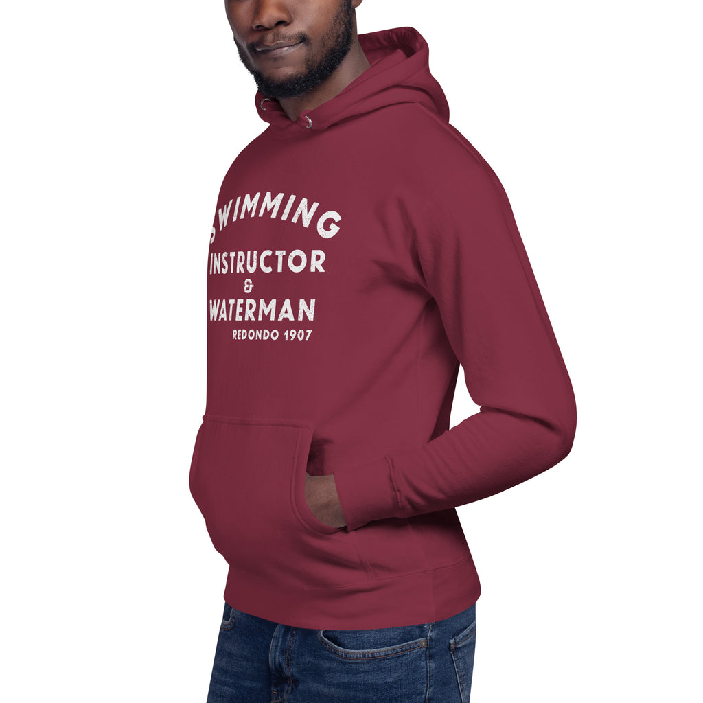 Swimming Instructor & Waterman California vintage graphic, printed on a SodaPop Cool hoodie.