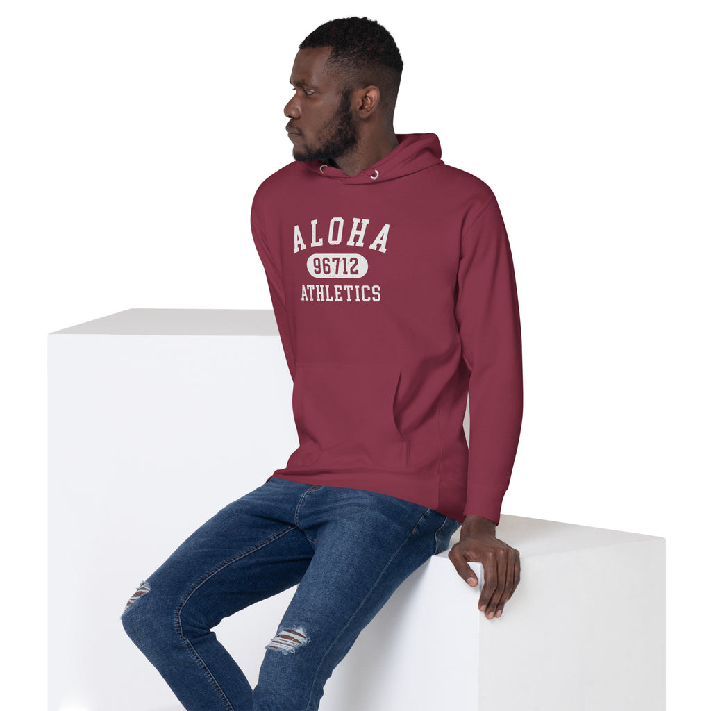 Aloha Hawaii Athletics 96712 vintage graphic, printed on a SodaPop Cool hoodie.
