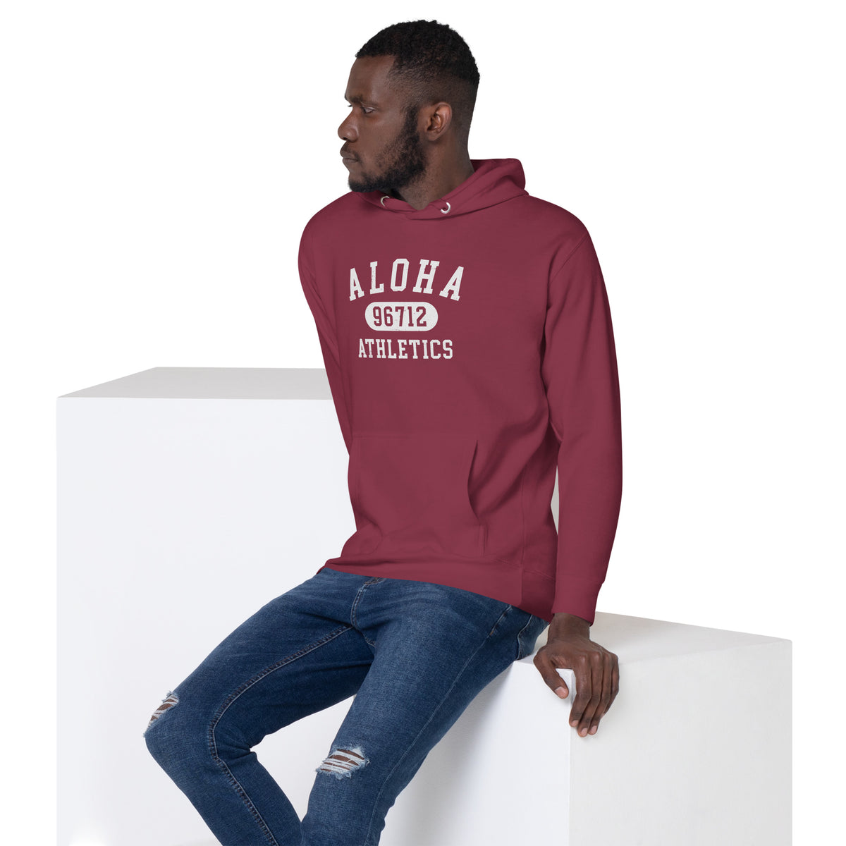 Aloha Hawaii Athletics 96712 vintage graphic, printed on a SodaPop Cool hoodie.