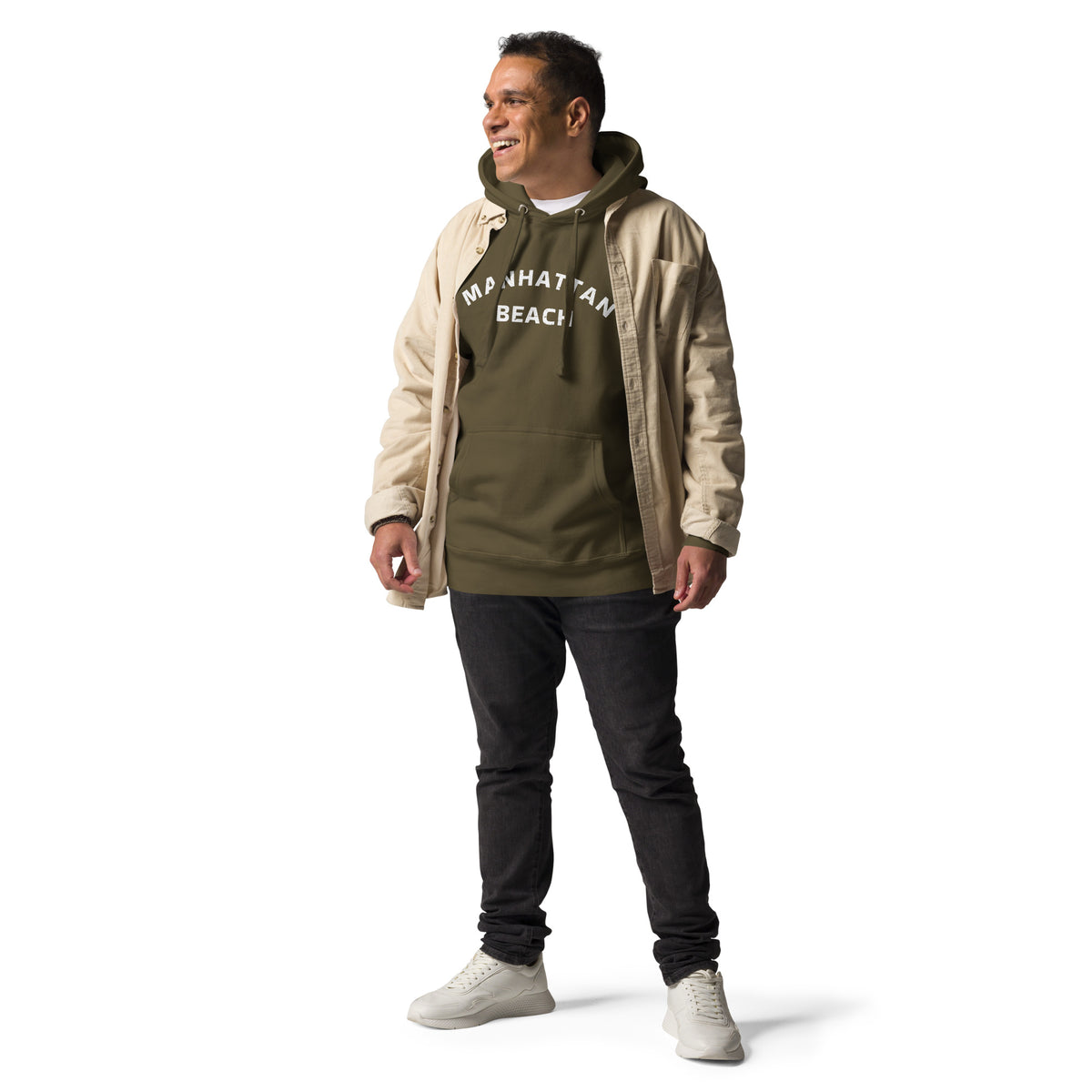 Manhattan Beach California vintage graphic, printed on a SodaPop Cool hoodie.