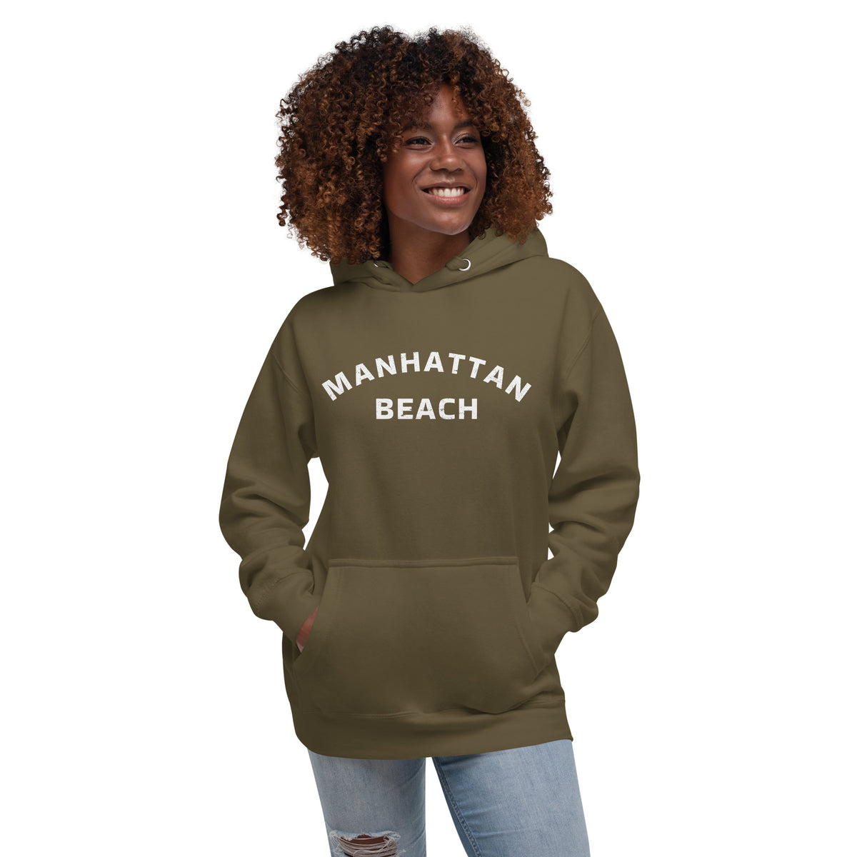 Manhattan Beach California vintage graphic, printed on a SodaPop Cool hoodie.
