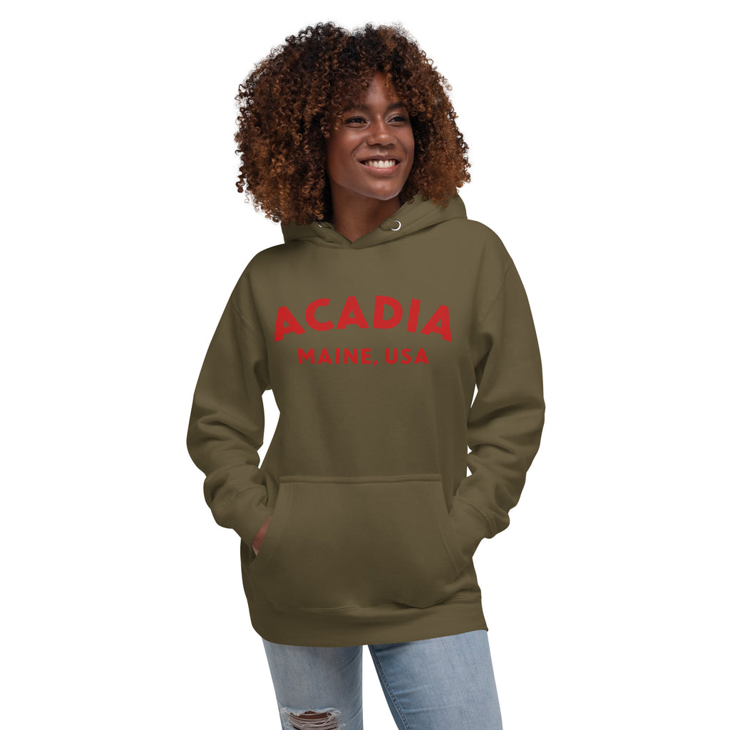 Acadia Maine Park vintage graphic, printed on a SodaPop Cool hoodie.