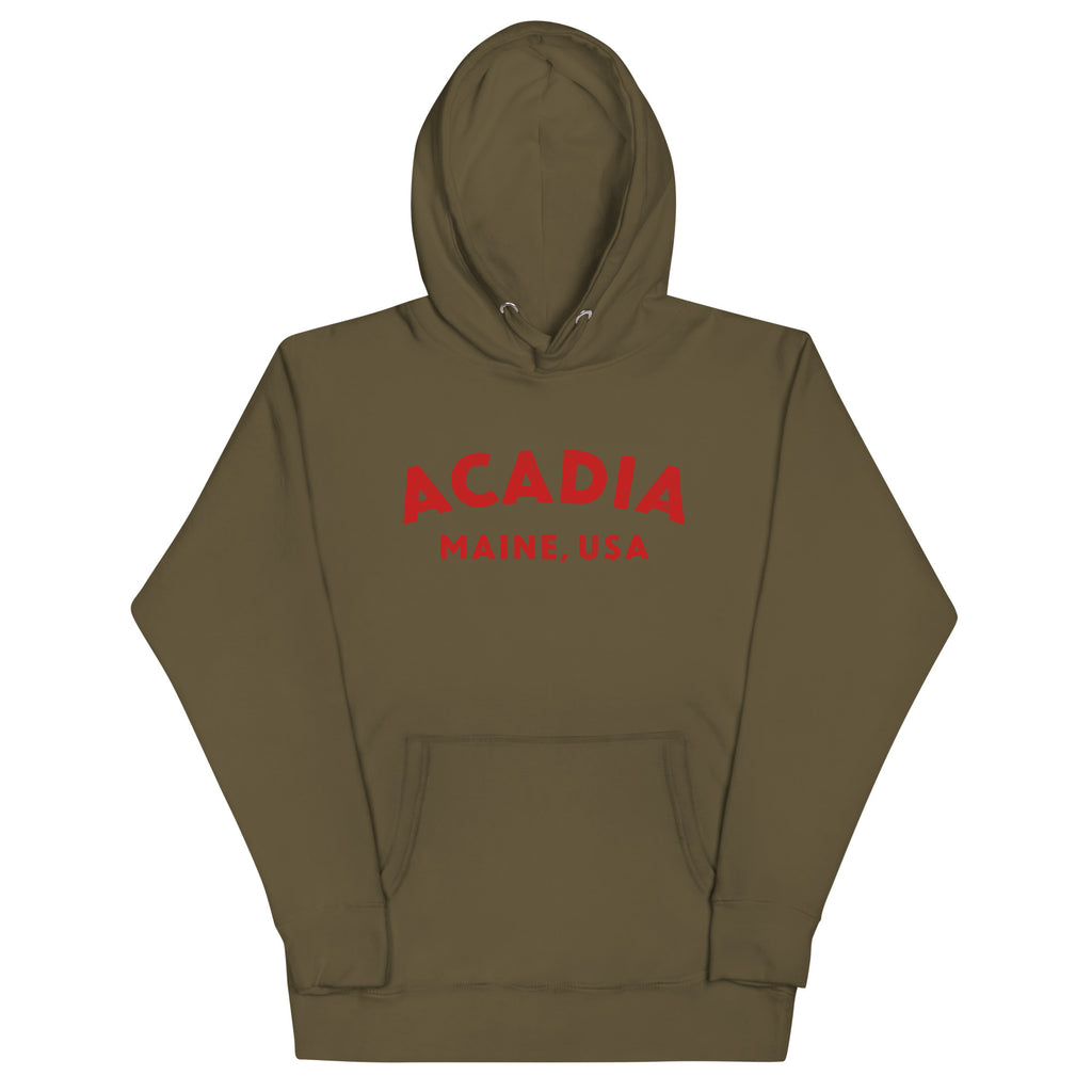 Acadia Maine Park vintage graphic, printed on a SodaPop Cool hoodie.