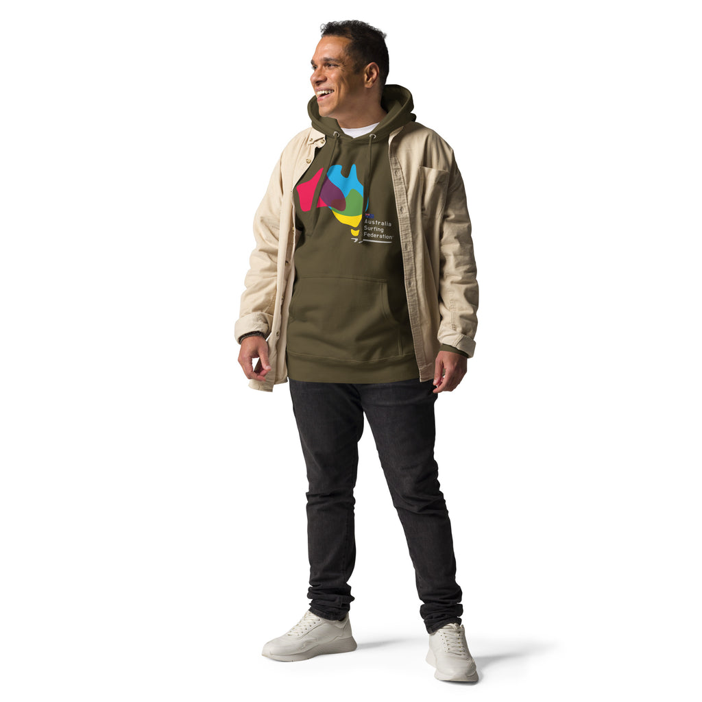 Australia Surfing Federation vintage graphic, printed on a SodaPop Cool hoodie.