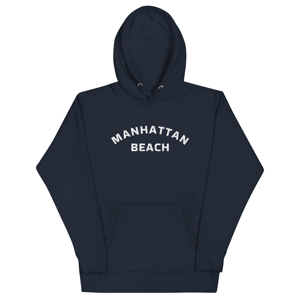 Manhattan Beach California vintage graphic, printed on a SodaPop Cool hoodie.