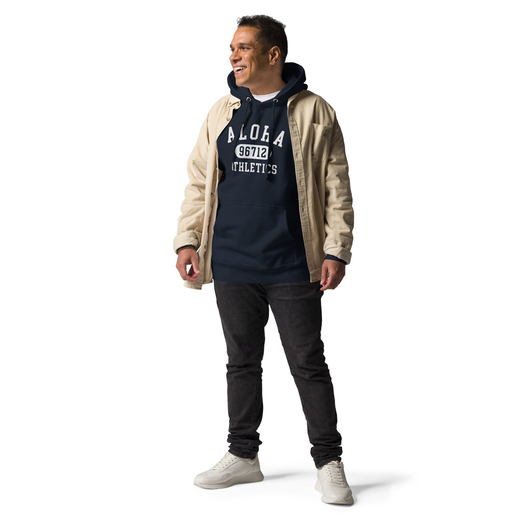 Aloha Hawaii Athletics 96712 vintage graphic, printed on a SodaPop Cool hoodie.