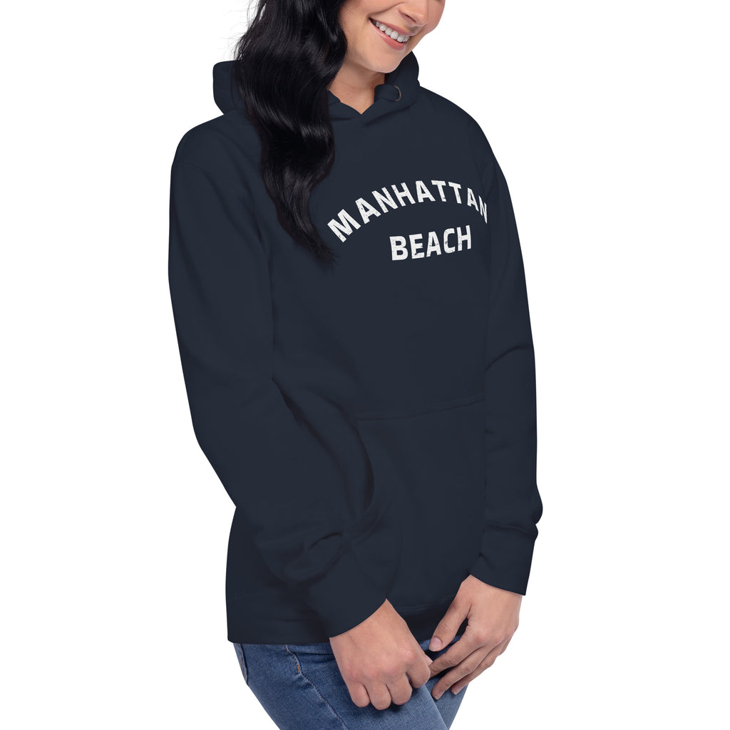 Manhattan Beach California vintage graphic, printed on a SodaPop Cool hoodie.
