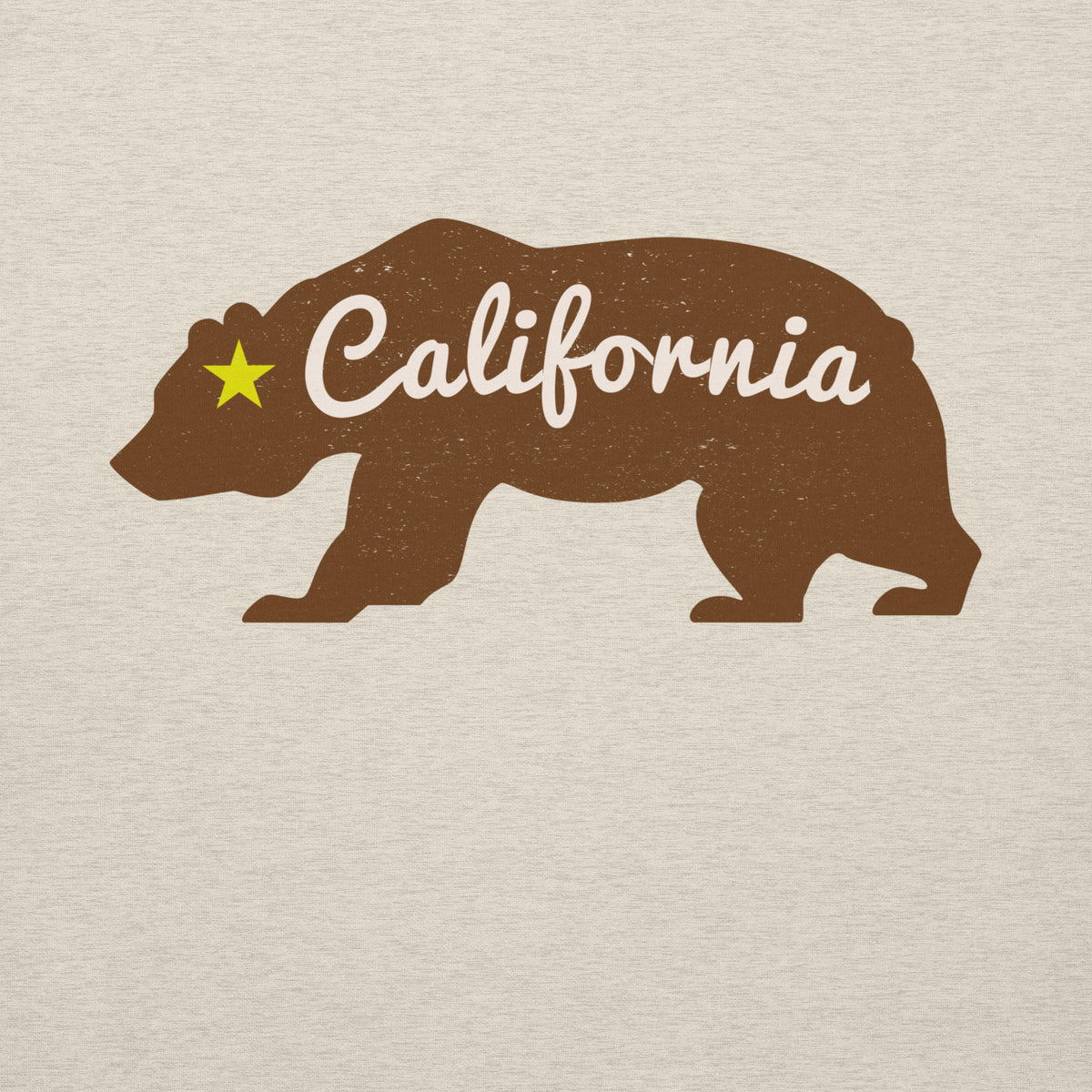 California state bear with a single star, classic vintage styling, printed on a SodaPop Cool hoodie.