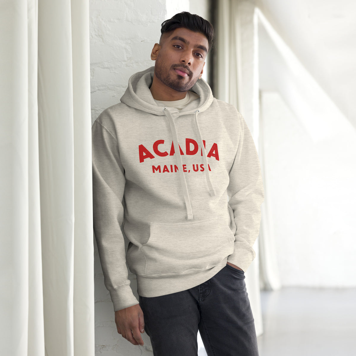 Acadia Maine Park vintage graphic, printed on a SodaPop Cool hoodie.