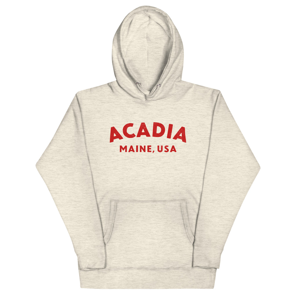 Acadia Maine Park vintage graphic, printed on a SodaPop Cool hoodie.