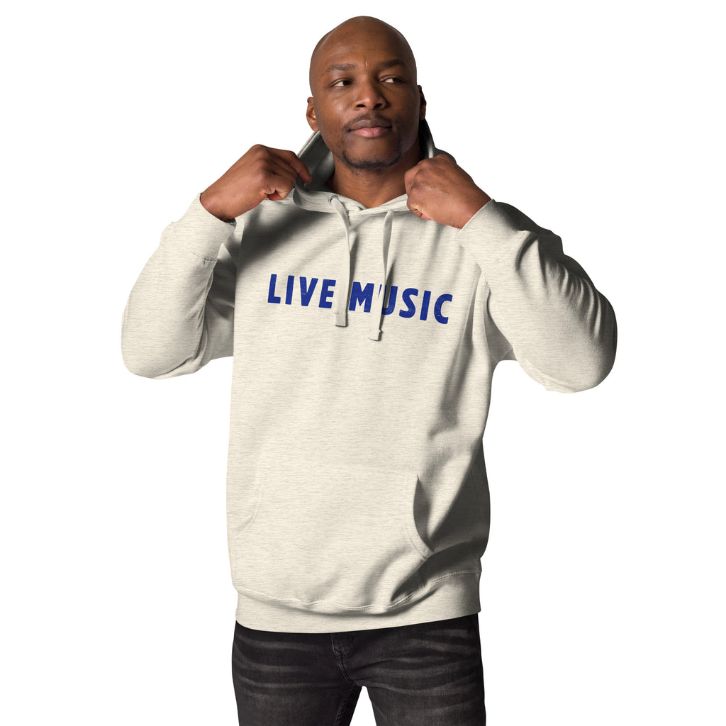Live Music vintage graphic, printed on a SodaPop Cool hoodie.