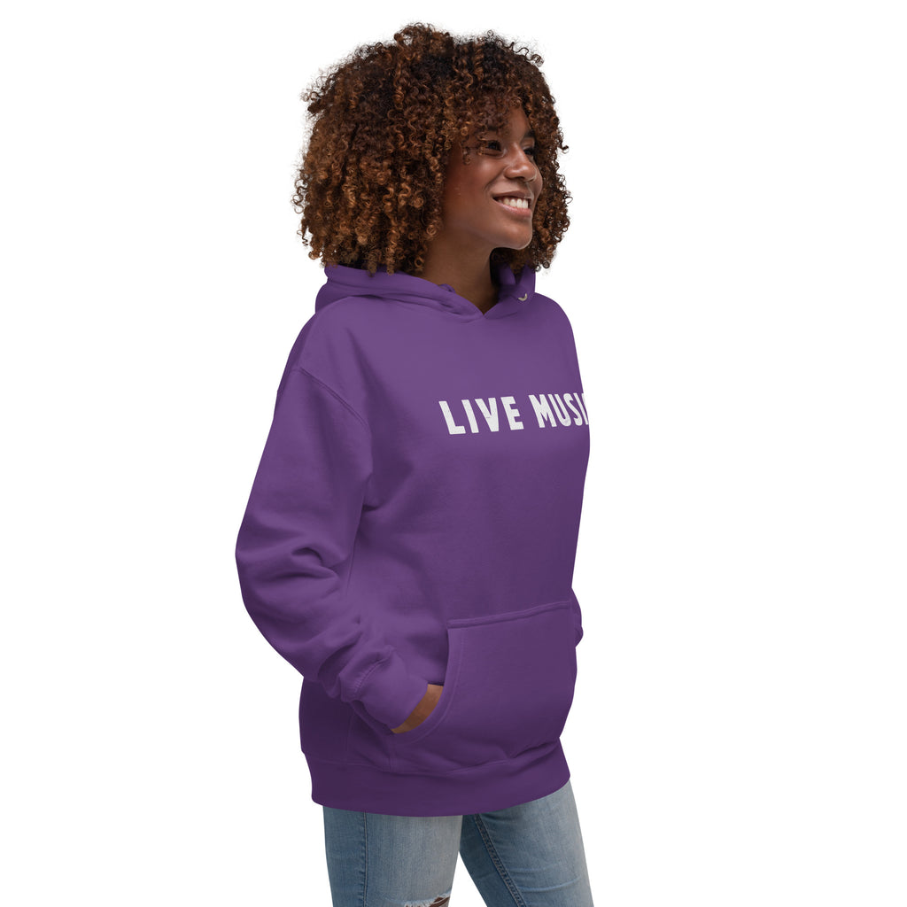 Live Music vintage graphic, printed on a SodaPop Cool hoodie.