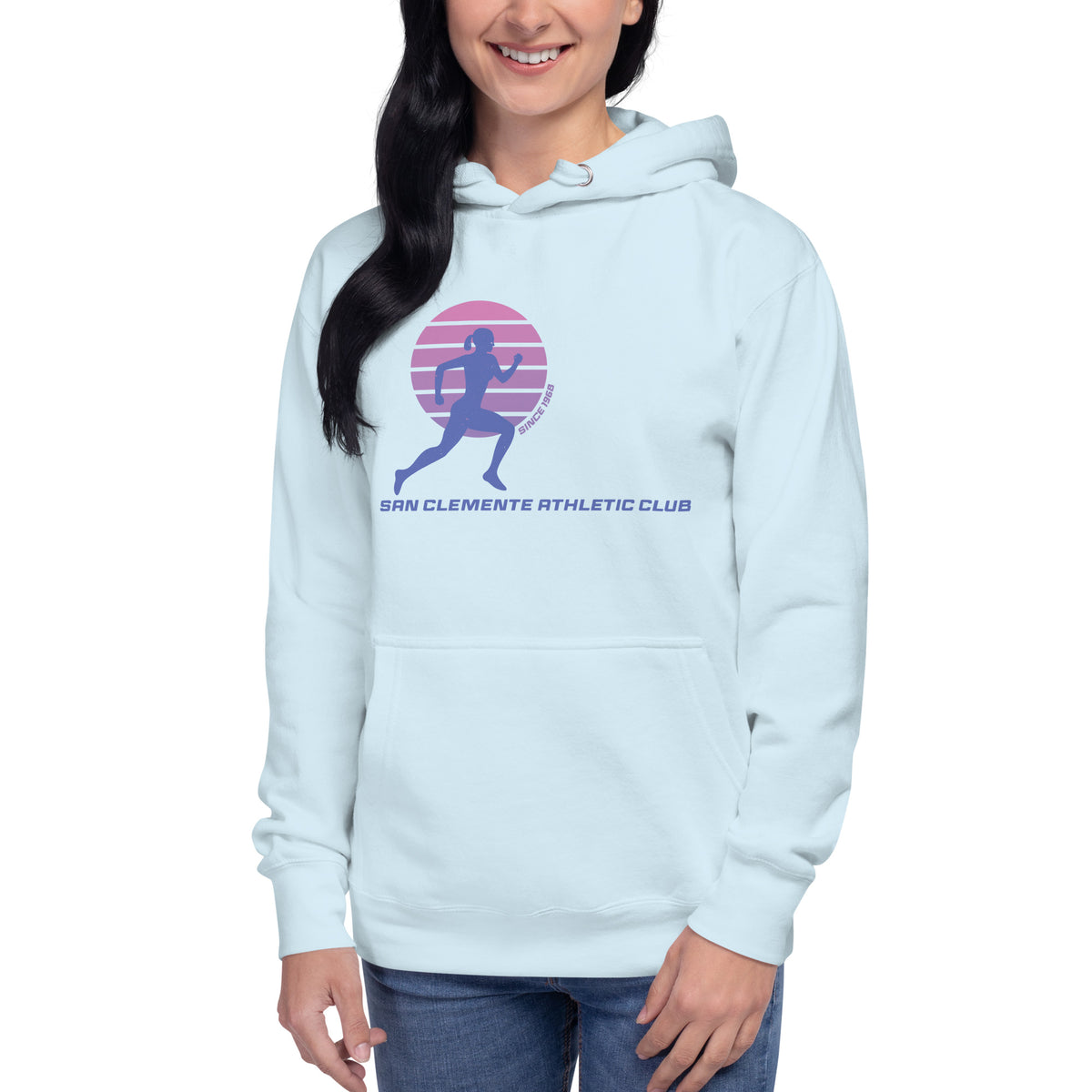 San Clemente Athletic Club vintage graphic, printed on a SodaPop Cool hoodie.