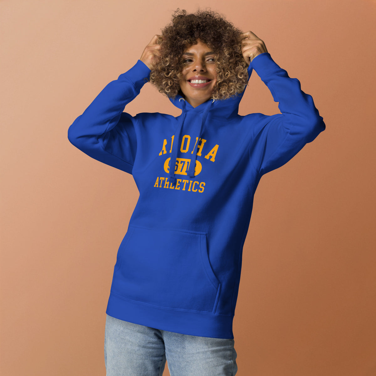 Aloha Hawaii Athletics 96712 vintage graphic, printed on a SodaPop Cool hoodie.