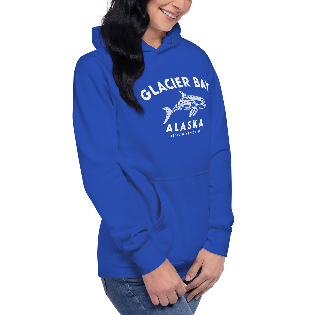 Glacier Bay Alaska Park Orca vintage graphic, printed on a SodaPop Cool hoodie.