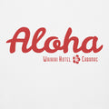 "Waikiki Hotel &amp; Cabanas" in vintage Hawaiian resort lettering, printed on a SodaPop Cool hoodie.