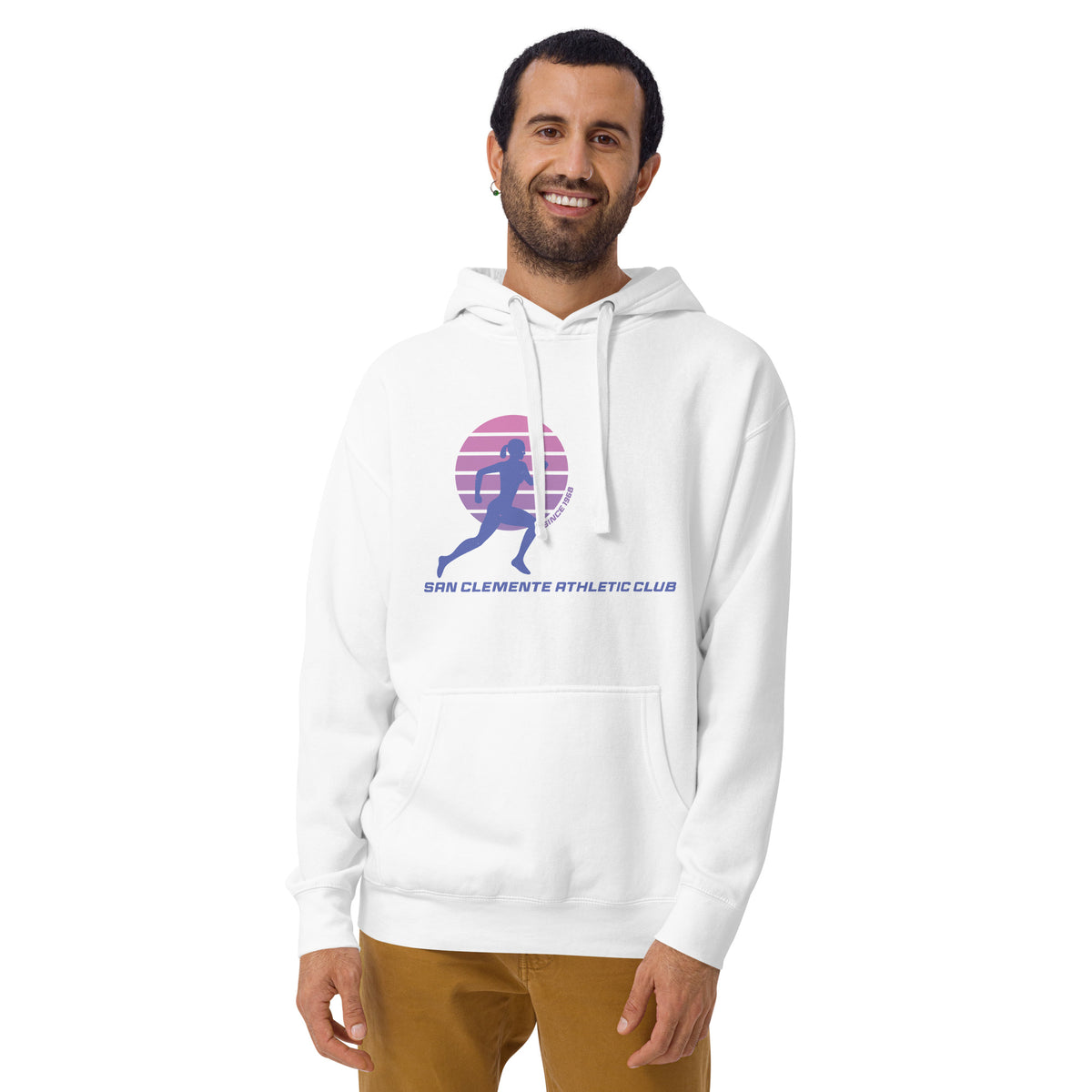San Clemente Athletic Club vintage graphic, printed on a SodaPop Cool hoodie.
