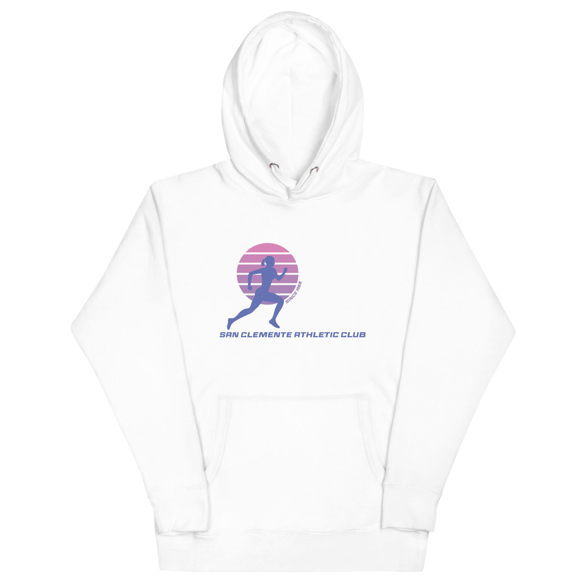 San Clemente Athletic Club vintage graphic, printed on a SodaPop Cool hoodie.