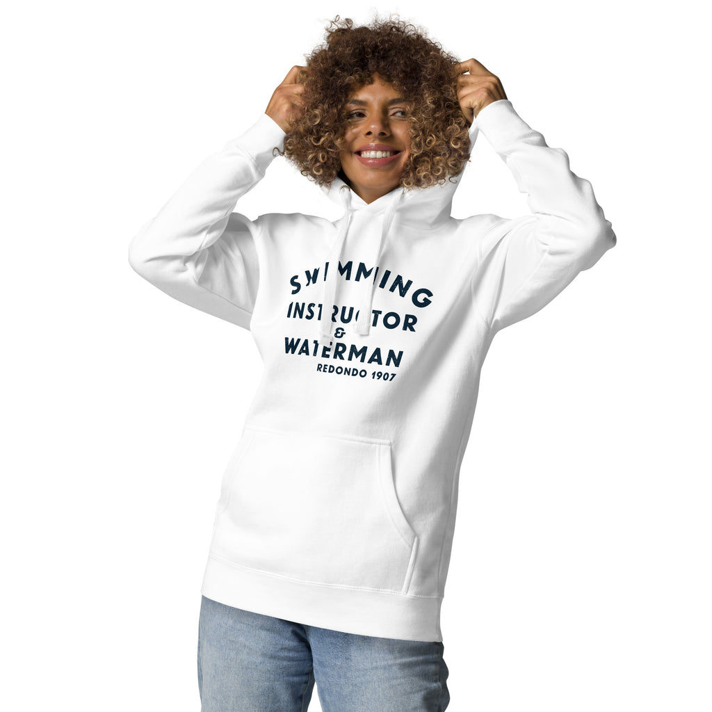 Swimming Instructor & Waterman California vintage graphic, printed on a SodaPop Cool hoodie.