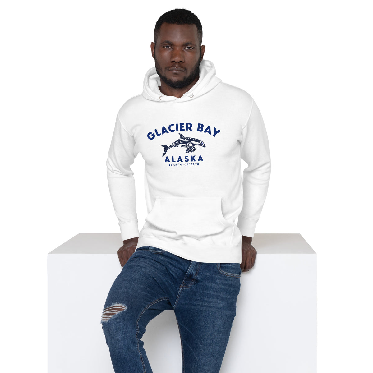 Glacier Bay Alaska Park Orca vintage graphic, printed on a SodaPop Cool hoodie.