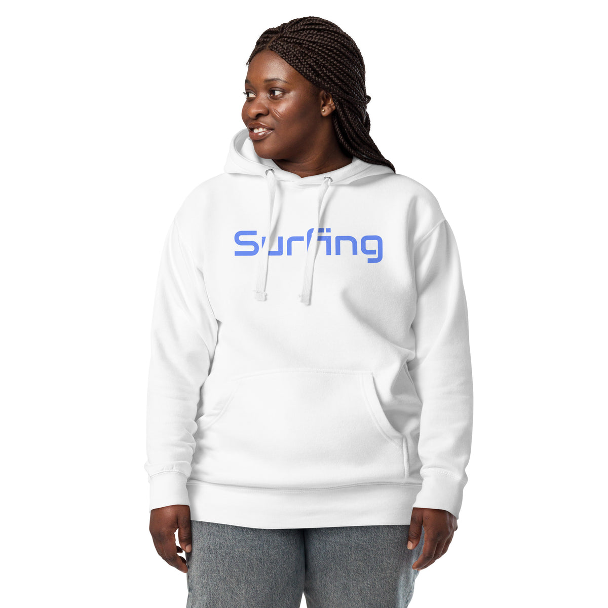 Surfing vintage graphic, printed on a SodaPop Cool hoodie.
