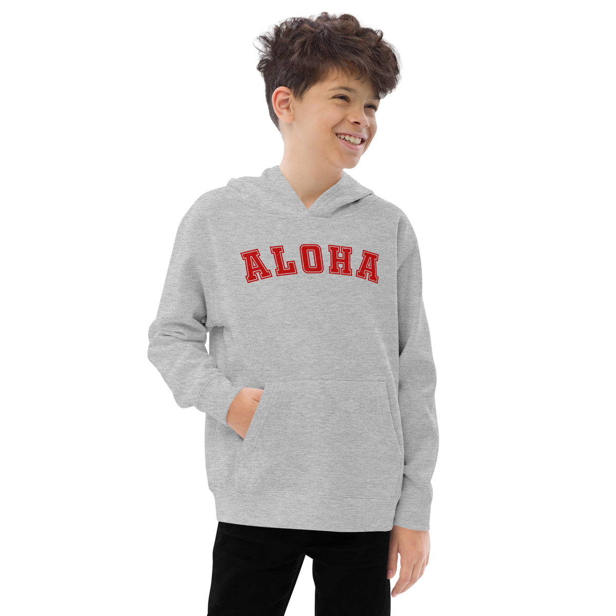 Aloha Hawaii Block vintage graphic, printed on a SodaPop Cool kids hoodie.