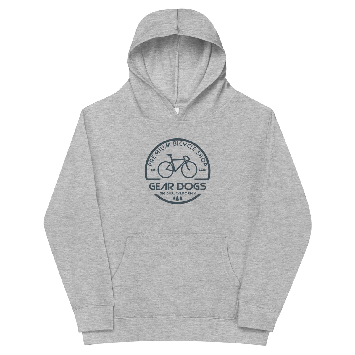 Gear Dogs Bike Shop Big Sur vintage graphic, printed on a SodaPop Cool kids hoodie.