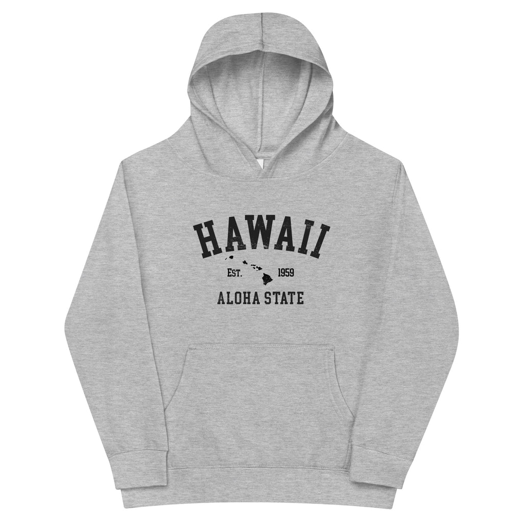 Aloha State of Hawaii vintage graphic, printed on a SodaPop Cool kids hoodie.