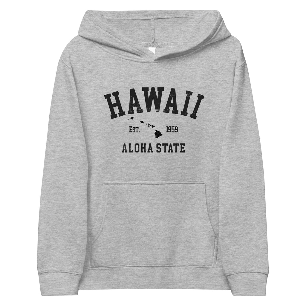 Aloha State of Hawaii vintage graphic, printed on a SodaPop Cool kids hoodie.