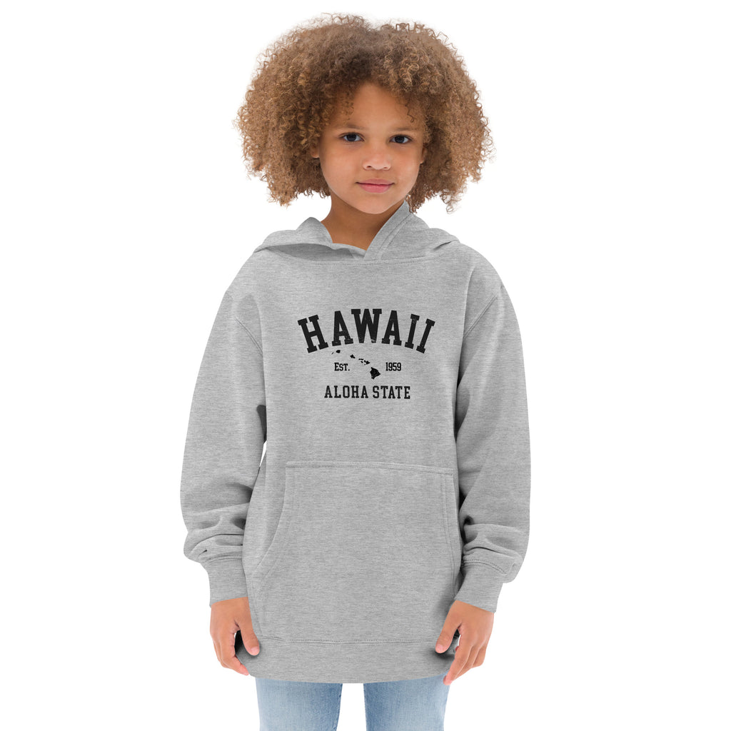 Aloha State of Hawaii vintage graphic, printed on a SodaPop Cool kids hoodie.